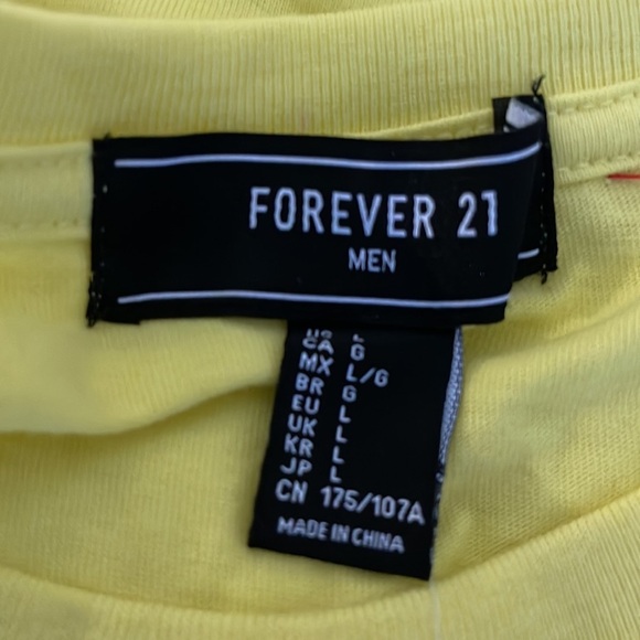 FOREVER 21 MEN Yellow Distressed Cotton Blend T Shirt Size Large New - Picture 4 of 6